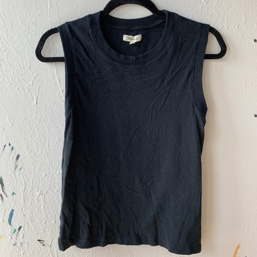 Madewell Recycled Cotton Crewneck Muscle Tank - Black, XXS - Great Condition!